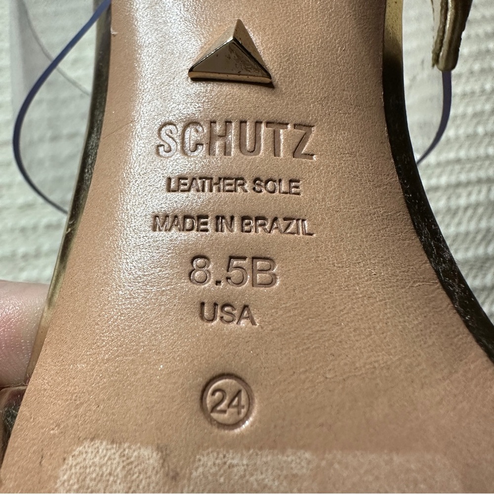 SCHUTZ gold and clear Sionne pointed toe heels 8.5 - Picture 9 of 9